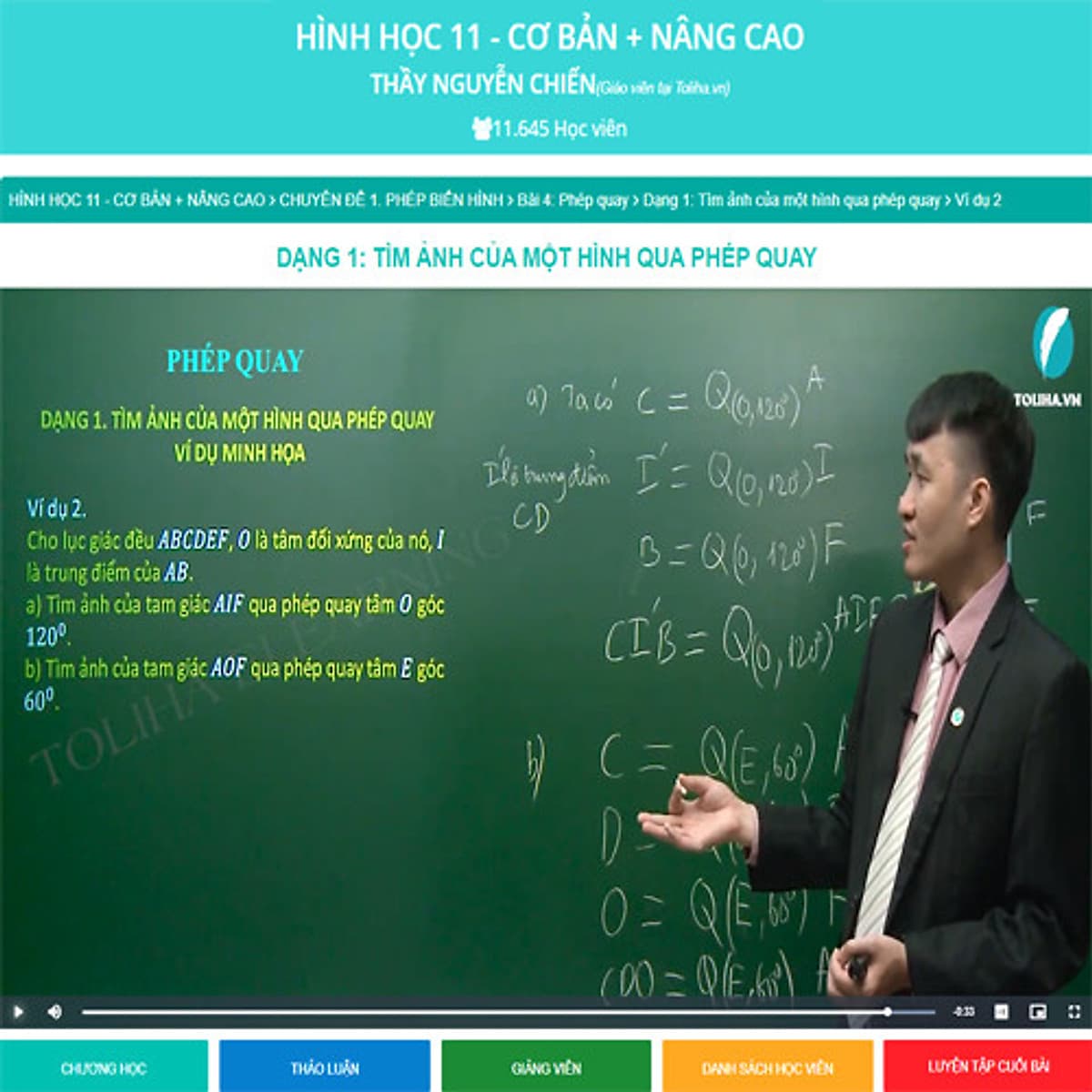 Khóa học HÌNH HỌC 11 - CƠ BẢN + NÂNG CAO thầy Nguyễn Chiến - 09 tháng
