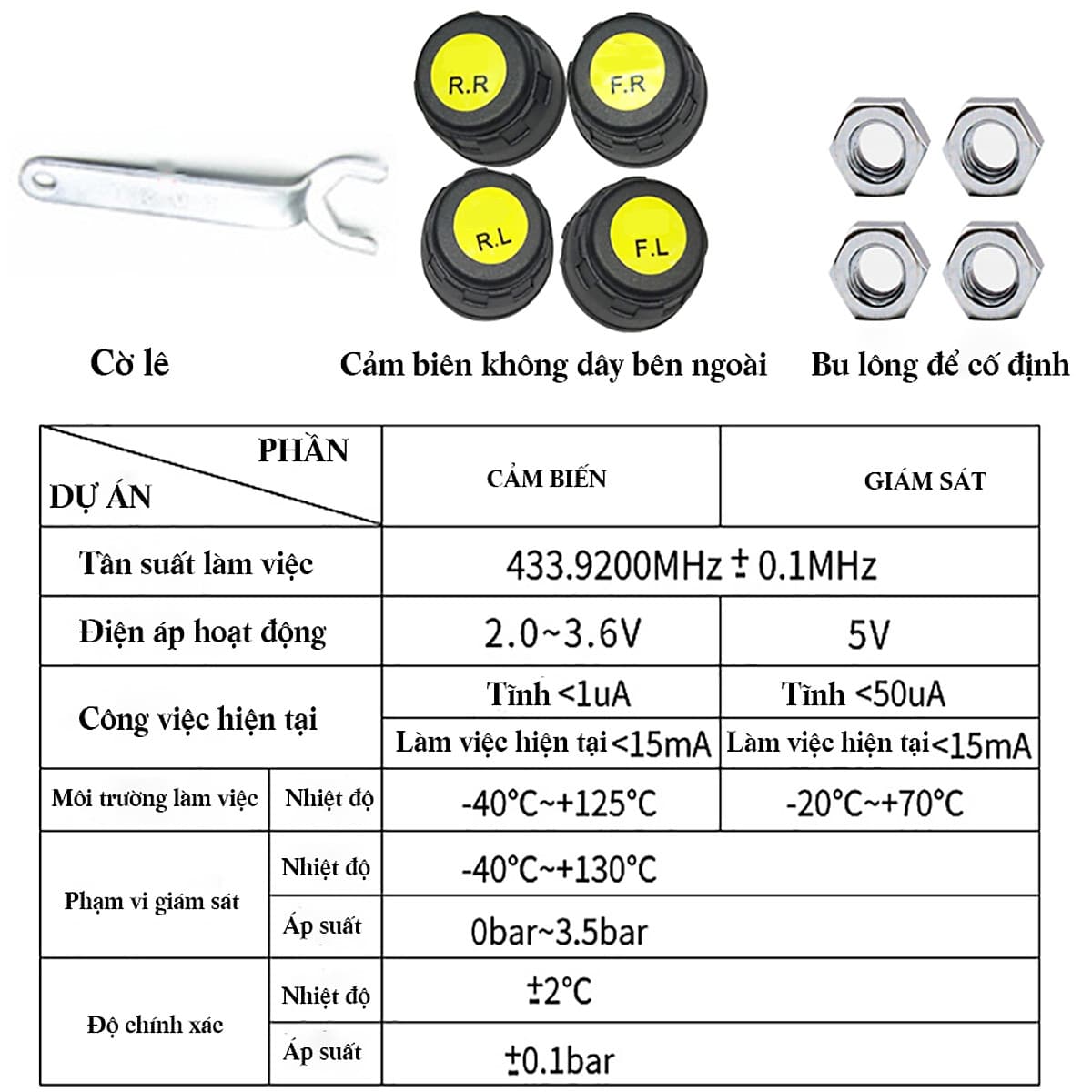 Cảm Biến Áp Suất Lốp Ô Tô Van Ngoài CAR365TMS38 Chính Hãng - Màn Hình Màu Thế Hệ Mới