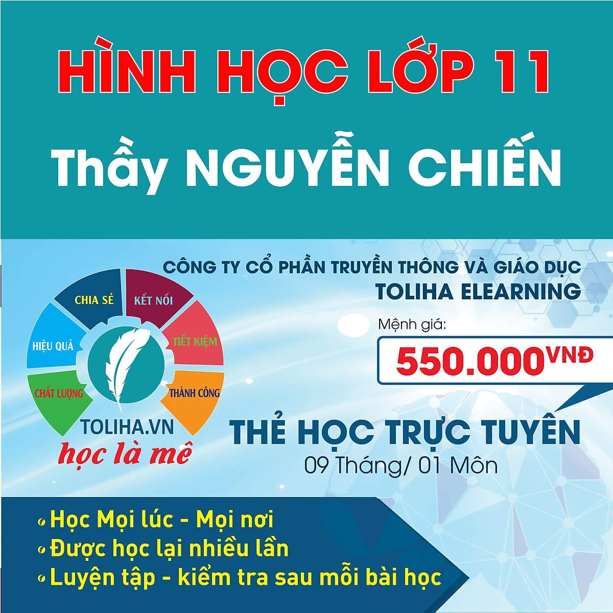 Khóa học HÌNH HỌC 11 - CƠ BẢN + NÂNG CAO thầy Nguyễn Chiến - 09 tháng