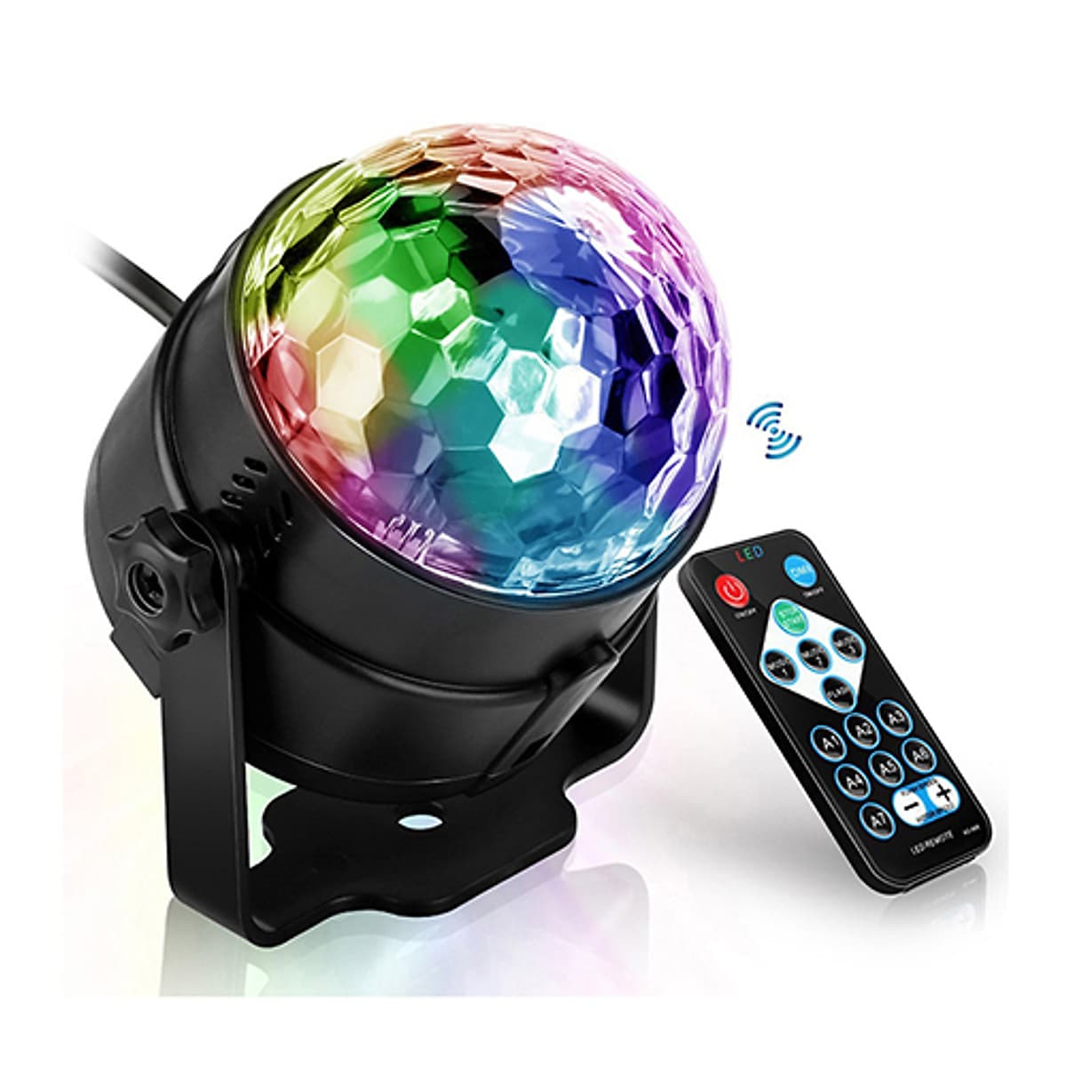 Đèn nháy theo nhạc led cầu hiệu ứng 7 màu siêu đẹp, đèn bay phòng cao cấp cho phòng karaoke phòng ngủ có remote điều khiển từ xa tiện lợi, đèn nháy theo nhạc cảm biến âm thanh nháy theo giai điệu nhac
