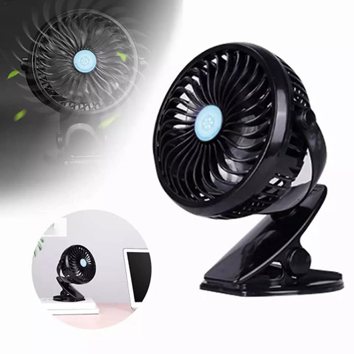 Quạt Mini Pin Sạc Kẹp Bàn Siêu Mát giải pháp tuyệt vời cho học sinh và dân văn phòng mùa hè này.- Màu đen