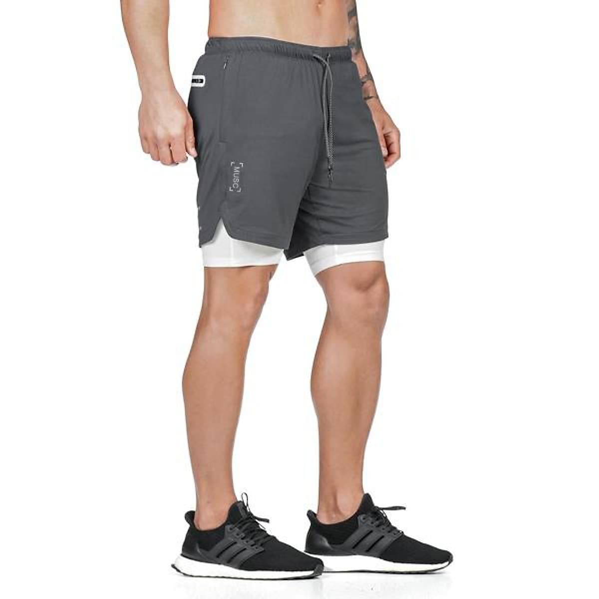 Quần Đùi Gym Nam 2 Lớp - Lót Quần Legging, Quần Short Thể Thao, Quần Legging Nam Liền Quần Đùi Tập Gym Nam SZone SQ516