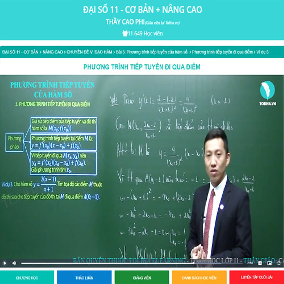 Khóa học ĐẠI SỐ 11 - CƠ BẢN + NÂNG CAO thầy Cao Phi - 06 tháng