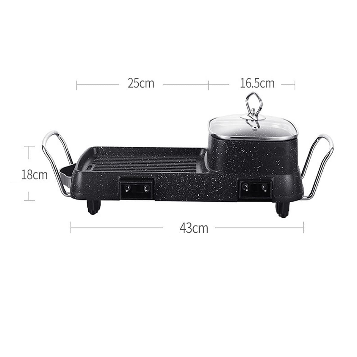 Bếp Lẩu Nướng Điện Đa Năng AST-002 Hình Chữ Nhật 2 Trong 1 Tiện Dụng Bề Mặt Phủ Men Chống Dính Cao Cấp Độ Bền Cao Dễ Dàng Rửa Sạch