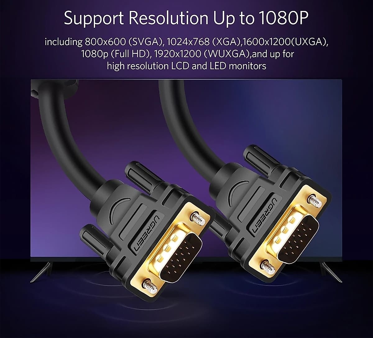 Cáp Vga Dài 1M Ugreen 11673 - Hàng Chính Hãng