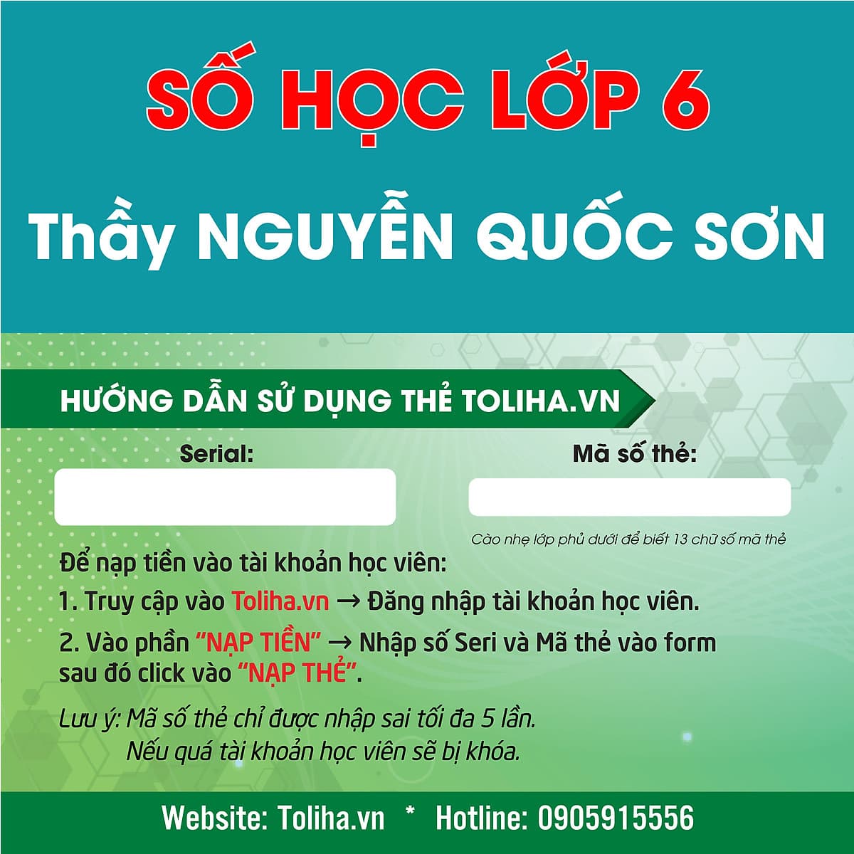 Khóa học SỐ HỌC 6 - CƠ BẢN + NÂNG CAO thầy Quốc Sơn - 03 tháng