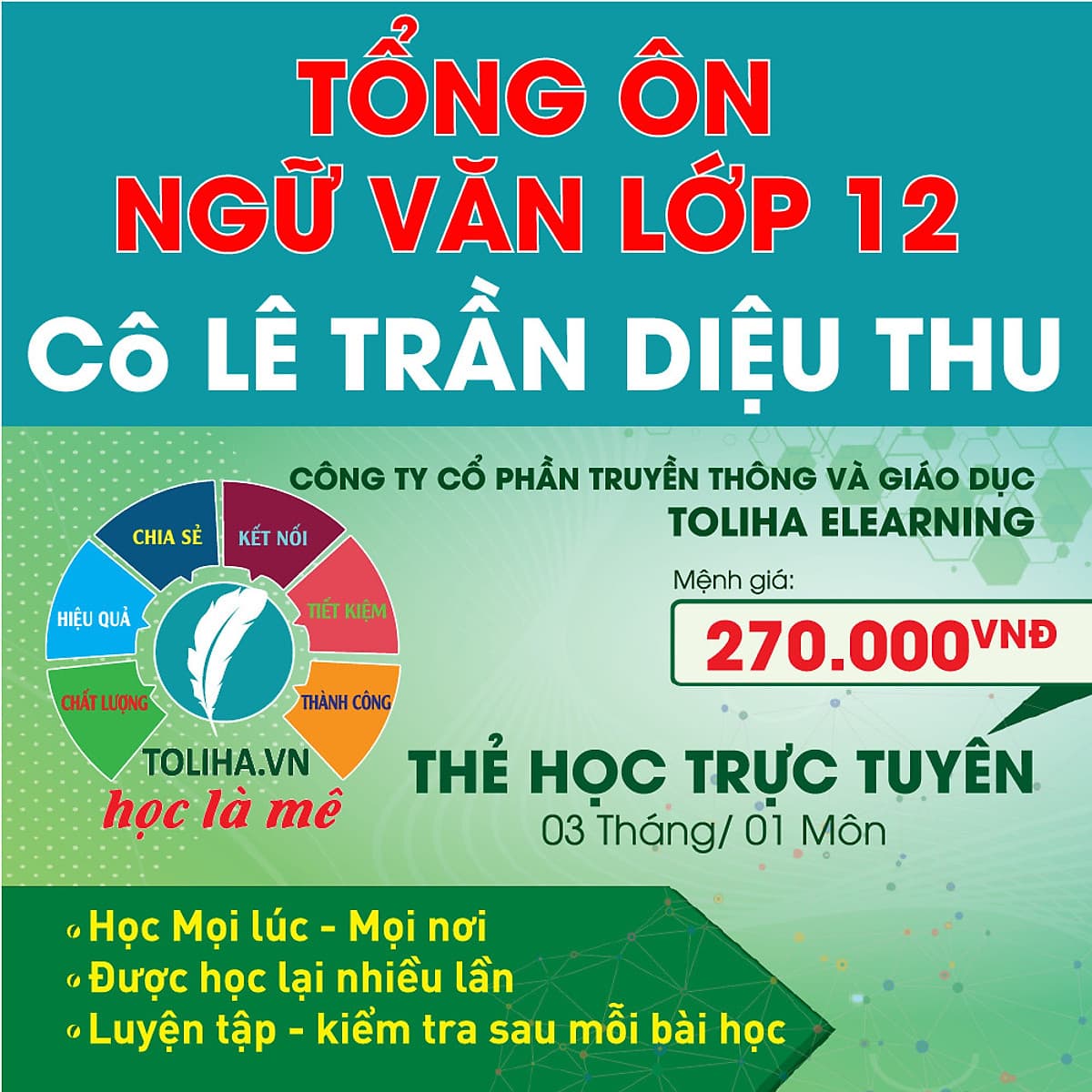 Khóa học TỔNG ÔN NGỮ VĂN LỚP 12 cô Diệu Thu - 03 tháng
