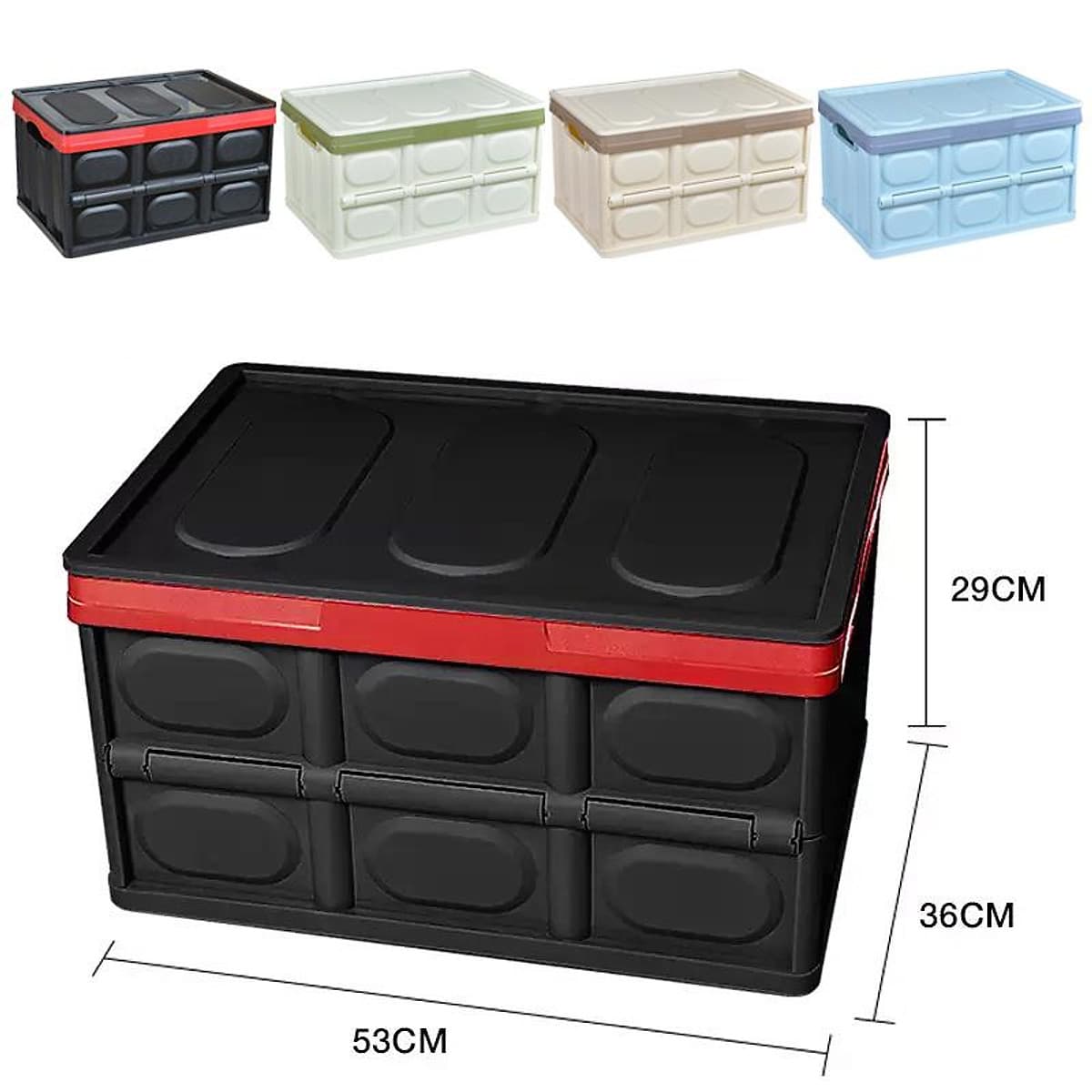 COMBO HỘP ĐỰNG ĐỒ ĐỂ CỐP XE Ô TÔ GẬP GỌN ĐEN VIỀN ĐỎ + 5 VIÊN SỦI RỬA KÍNH (TẶNG TÚI BẠC CHỐNG NƯỚC CAO CẤP)