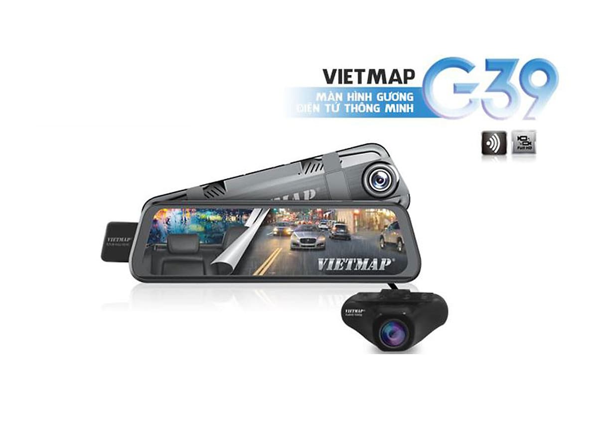Camera Hành Trình Ô tô dạng Gương VIETMAP G39 - Ghi hình Trước và sau xe - Cảnh báo giao thông + Thẻ nhớ 32G - Hàng chính hãng