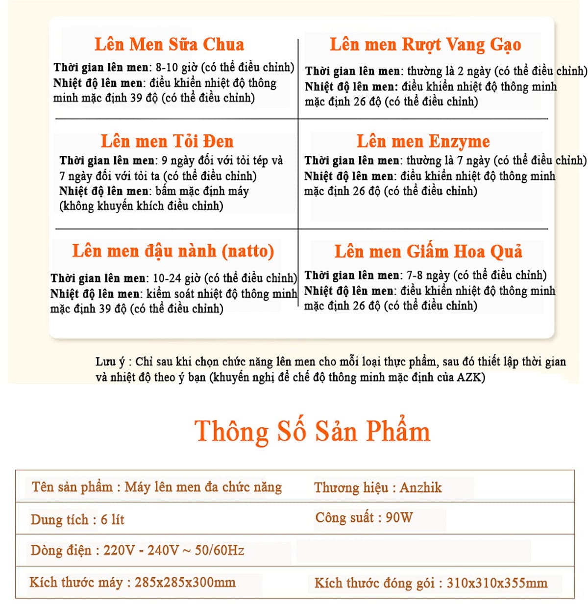 Máy lên men thực phẩm Anzhik 6 lít AZK-186 thế hệ mới - làm tỏi đen, sữa chua, yogurt, đậu nành(natto), enzyme trái cây, vang ngọt, kim chi - Hàng Chính Hãng