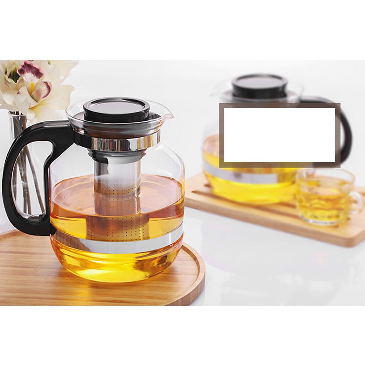 Bộ Ấm Pha Trà Thủy Tinh Lưới Lọc Inox Hàng Đẹp (Bộ 4 Cốc)