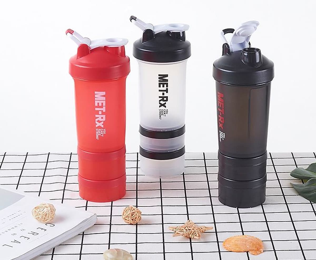 Bình Lắc Shaker, Bình Nước Gym, Bình Thể Thao Cho Gymer 4 in 1 (500ml) - Hàng Chính Hãng Amalife