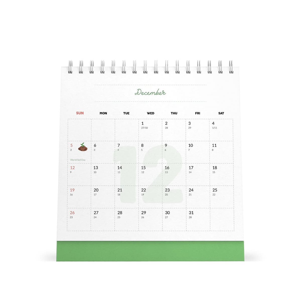 Lịch bàn vuông giấy mỹ thuật SDstationery 2021 Live Green (sống xanh) 20x20 cm
