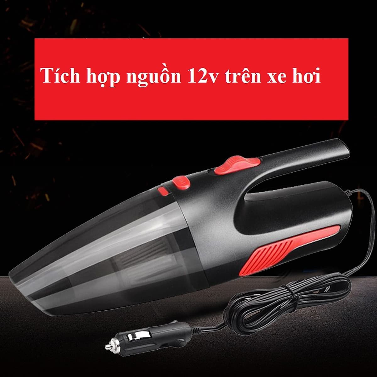 Máy hút bụi cầm tay CÓ DÂY cho xe hơi, oto, tẩu nguồn 12v