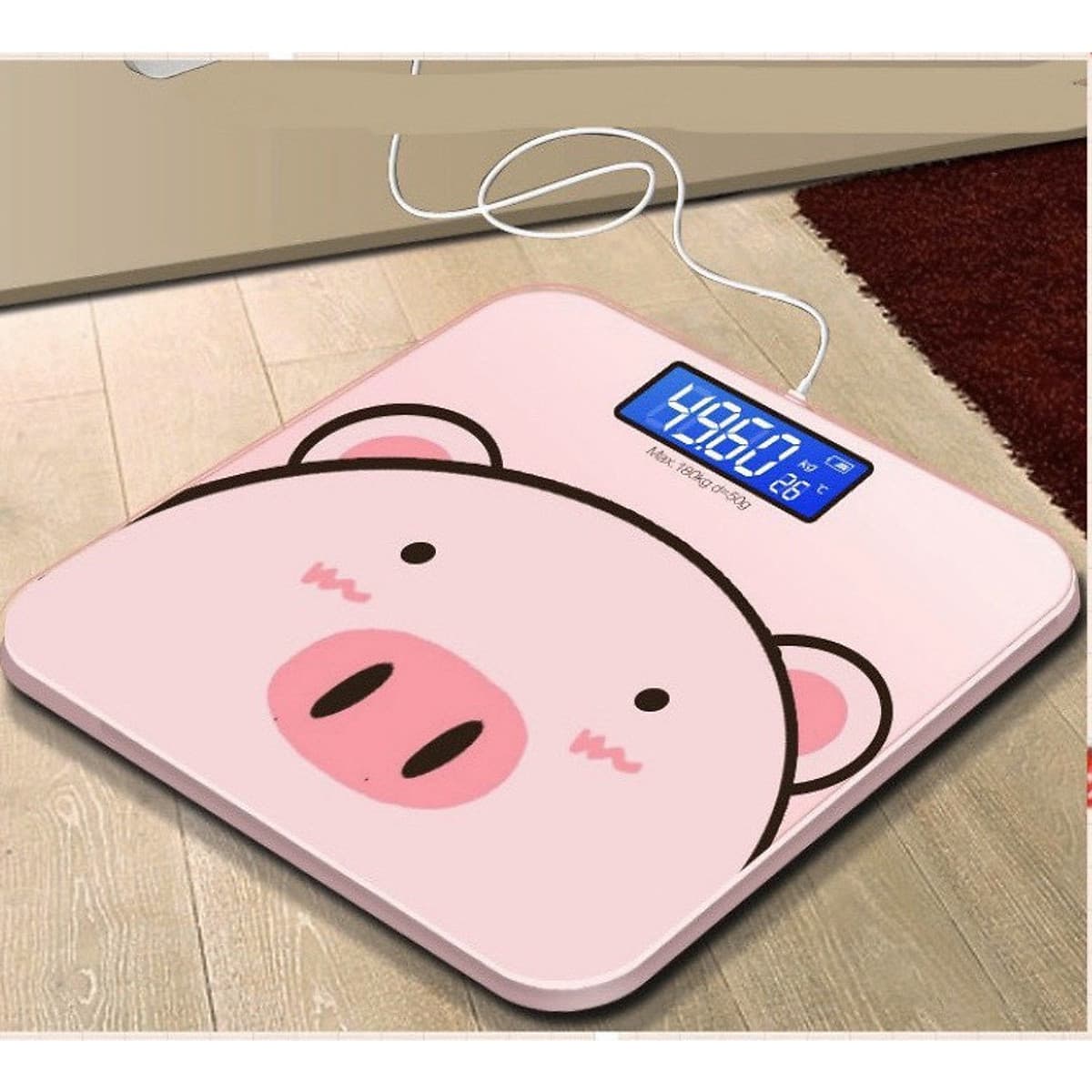 Cân Điện Tử Dùng Pin - Sạc USB Sức Khỏe Hình Chú Heo Xinh Xắn Dành Cho Gia Đình ( TẶNG KÈM THƯỚC DÂY ĐO)