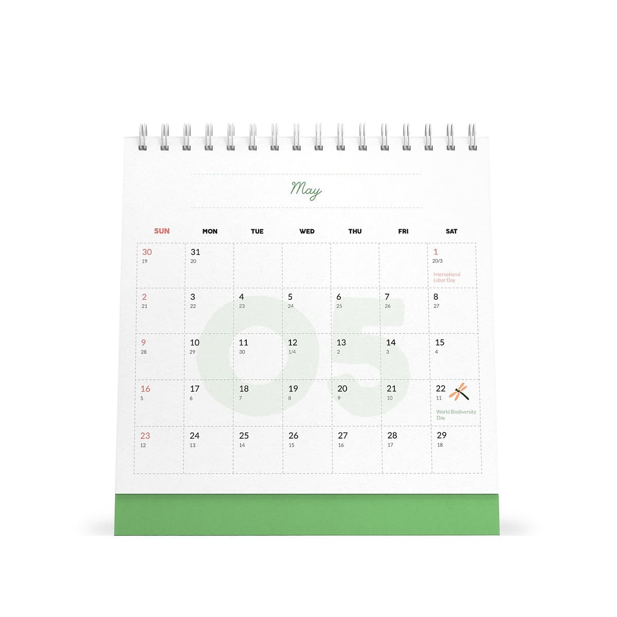 Lịch bàn vuông giấy mỹ thuật SDstationery 2021 Live Green (sống xanh) 20x20 cm