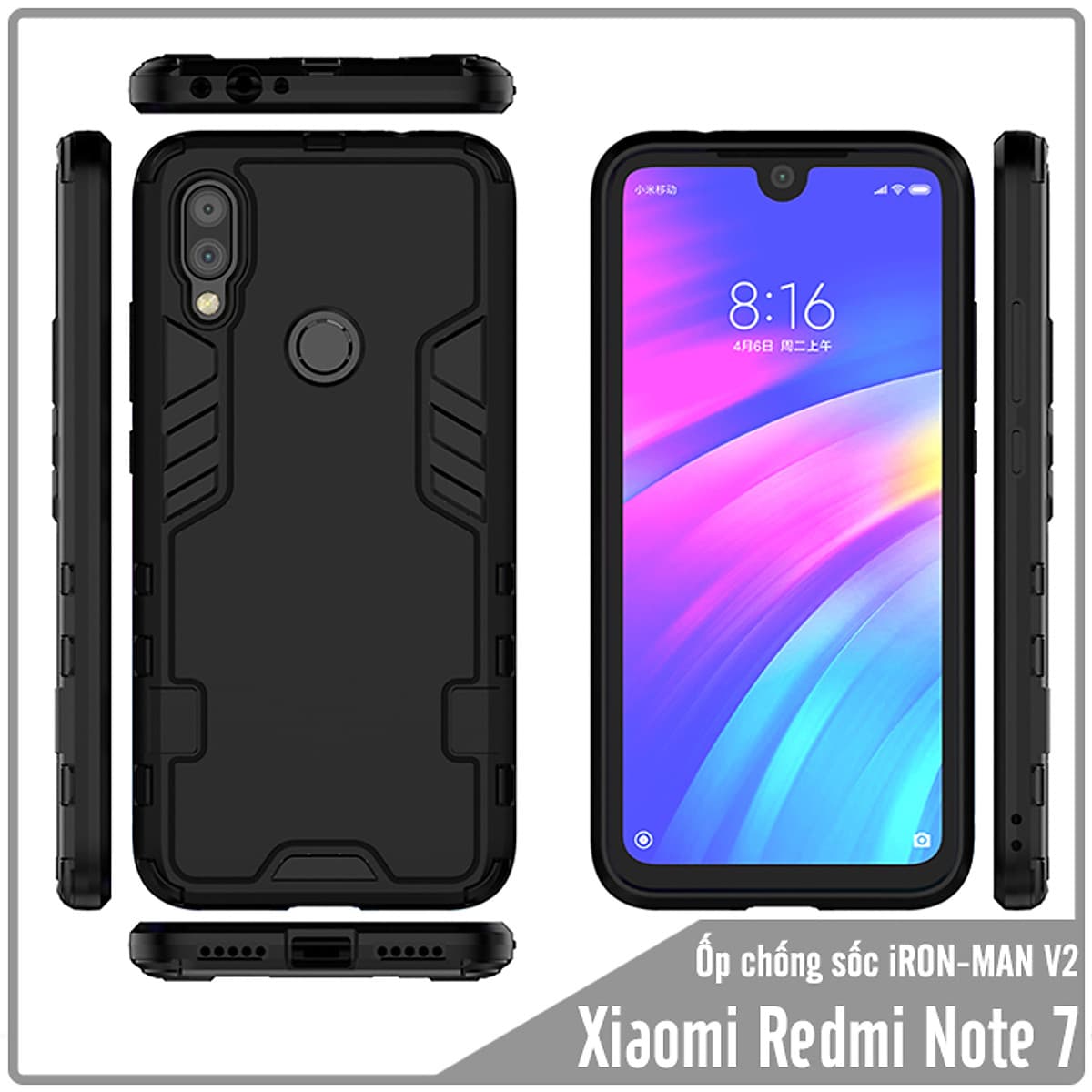 Ốp lưng cho Xiaomi Redmi Note 7 - iRON - MAN - Nhựa PC cứng viền dẻo chống sốc VER 2