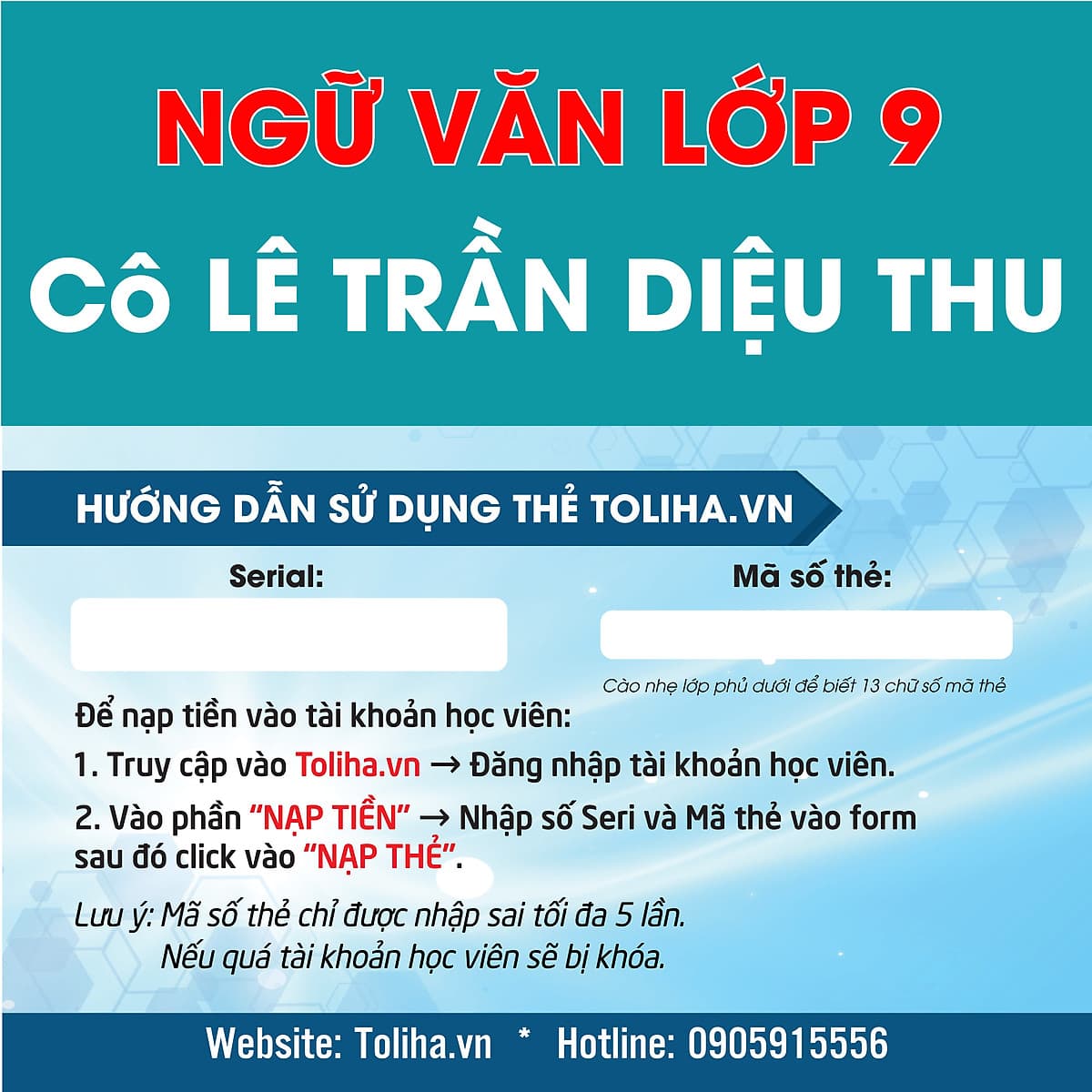 Học trực tuyến NGỮ VĂN LỚP 9 - Cô LÊ TRẦN DIỆU THU - Toliha.vn khóa 9 Tháng