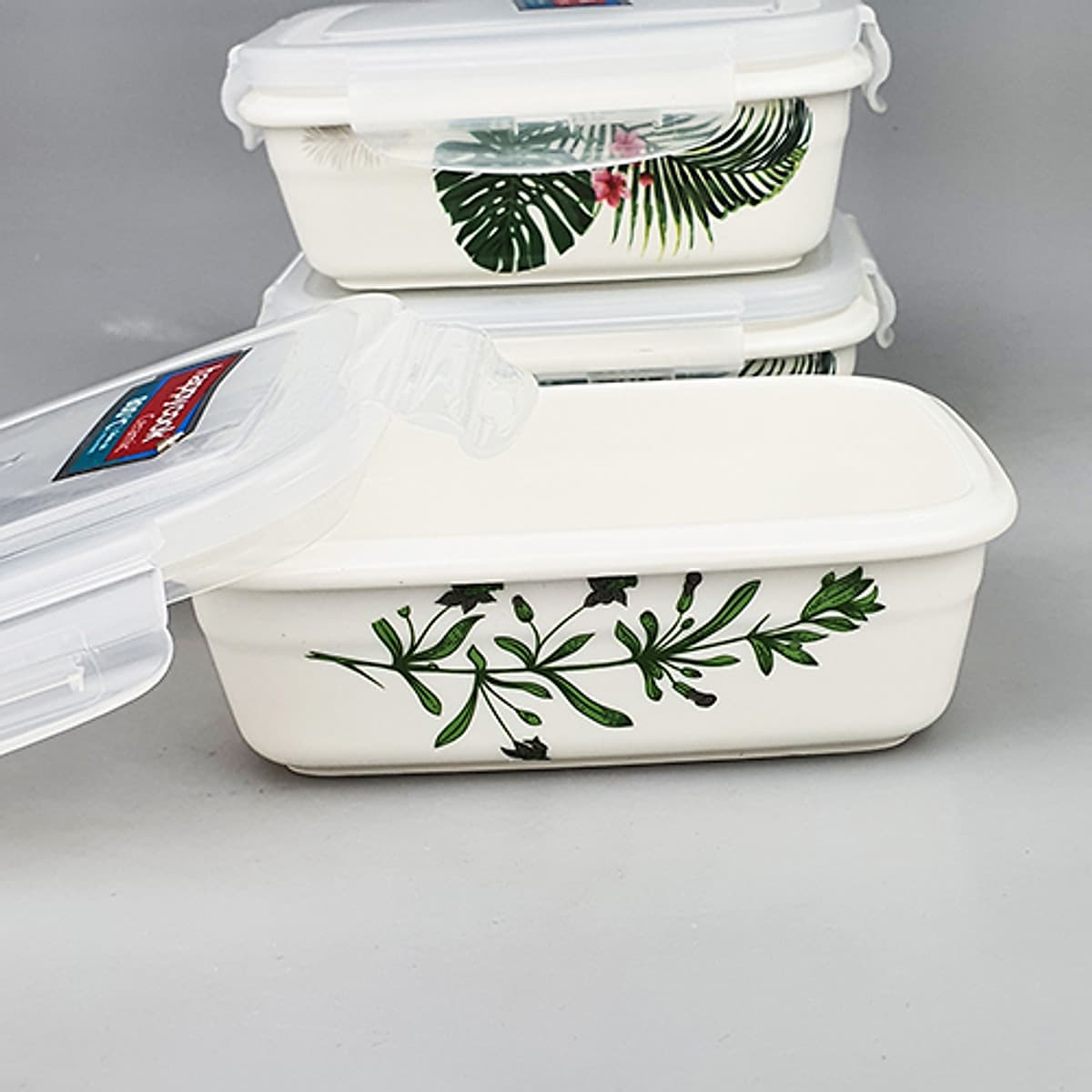 Hộp Cơm Sứ 3 Tầng Chữ Nhật Happycook Tặng Túi Đựng Giữ Nhiệt Cao Cấp - HCC-03R