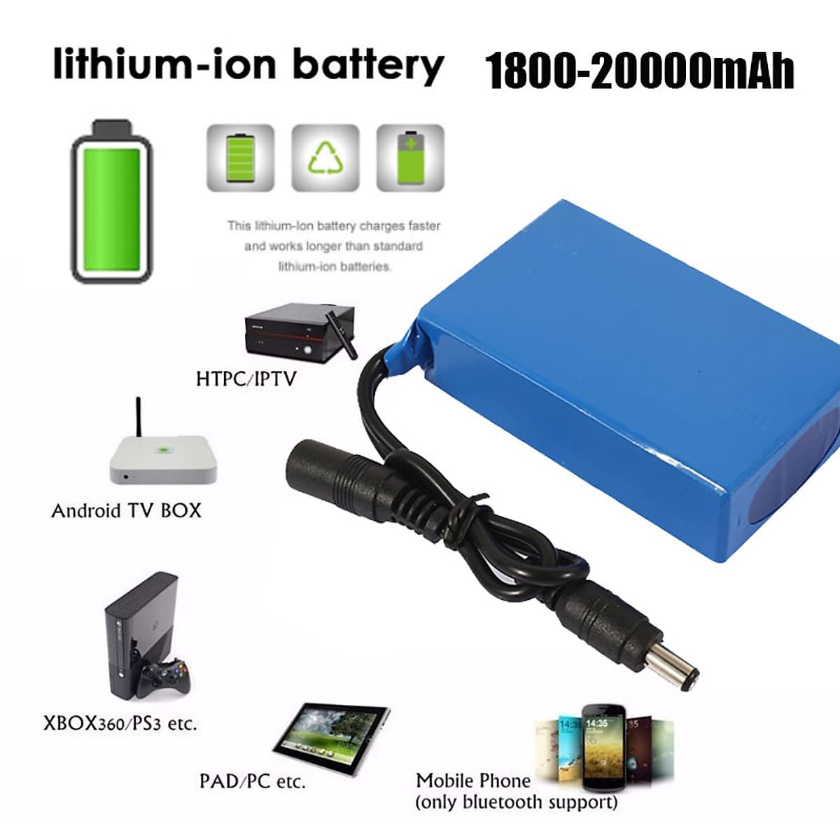 Pin Li-ion Polymer Sạc Lại Dung Lượng Cao (18000-20000mah) (12V)
