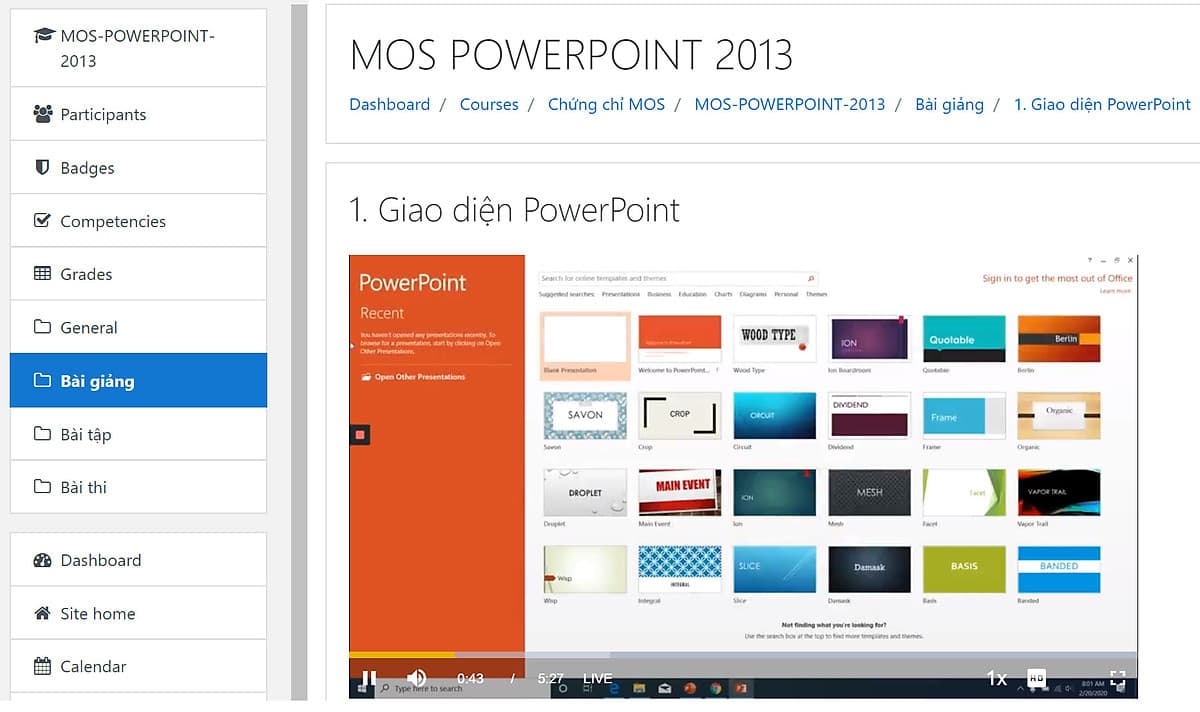 Khóa học Online Luyện thi chứng chỉ MOS PowerPoint 2013