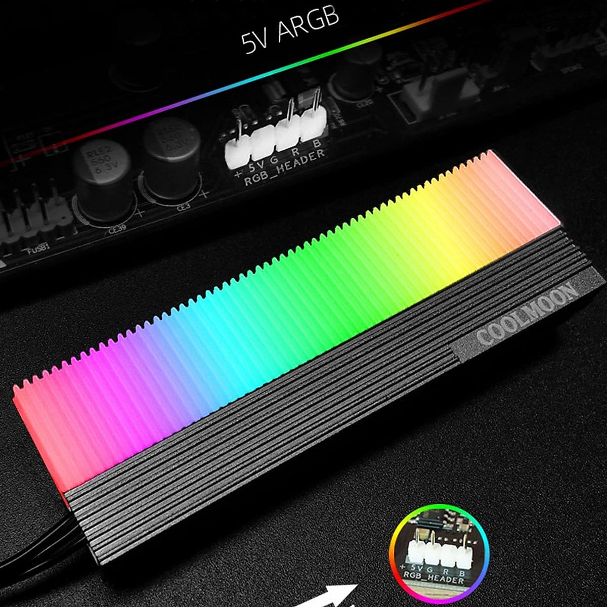 Tản Nhiệt  Led RGB Coolmoon CM-M73S cho ổ cứng SSD M2 2280 - hàngnhập khẩu