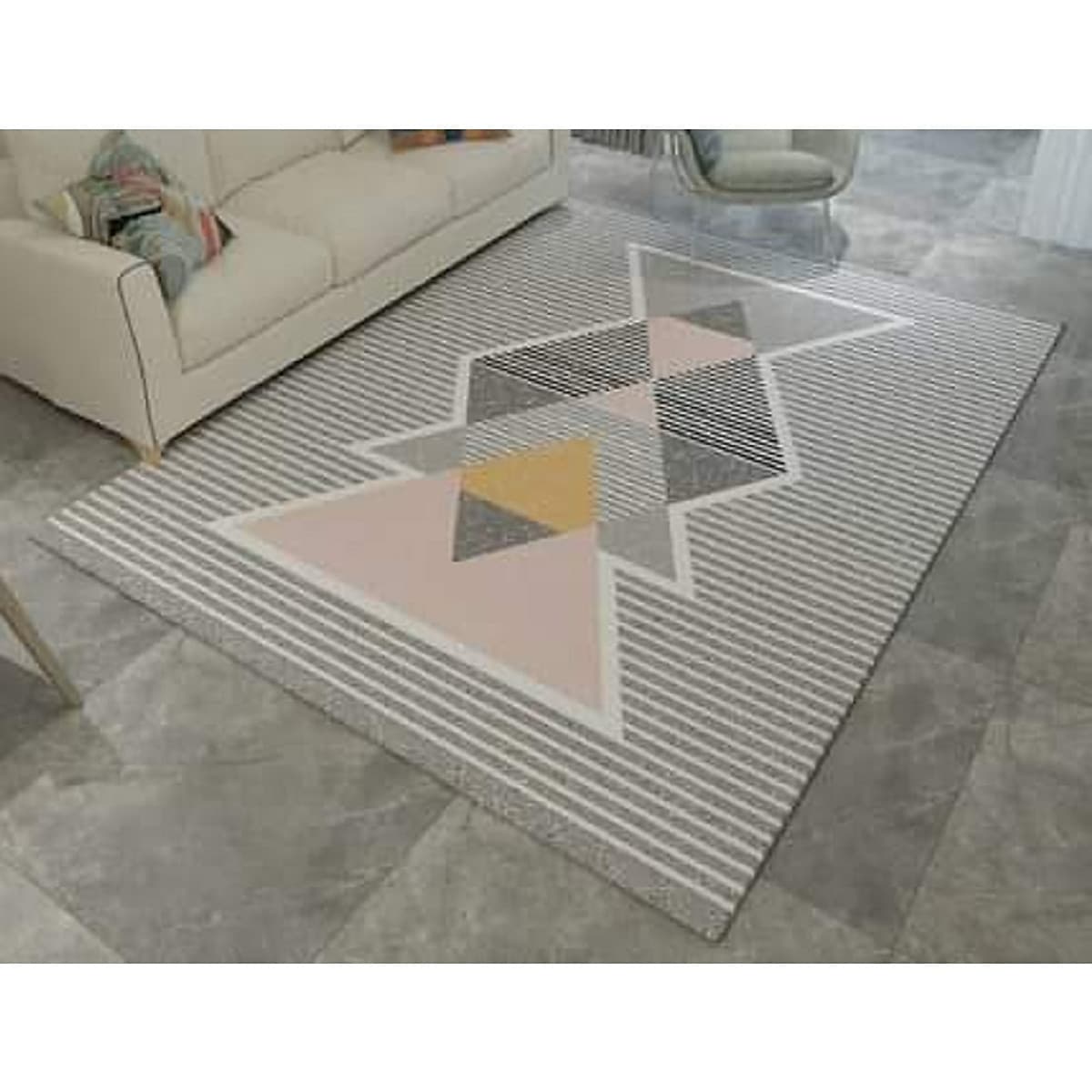 Thảm trang trí trải sàn Sofa phòng khách sang trọng hiện đại Bali in 3D Nhung nỉ lì cao cấp BL41 - Đa Giác Cam