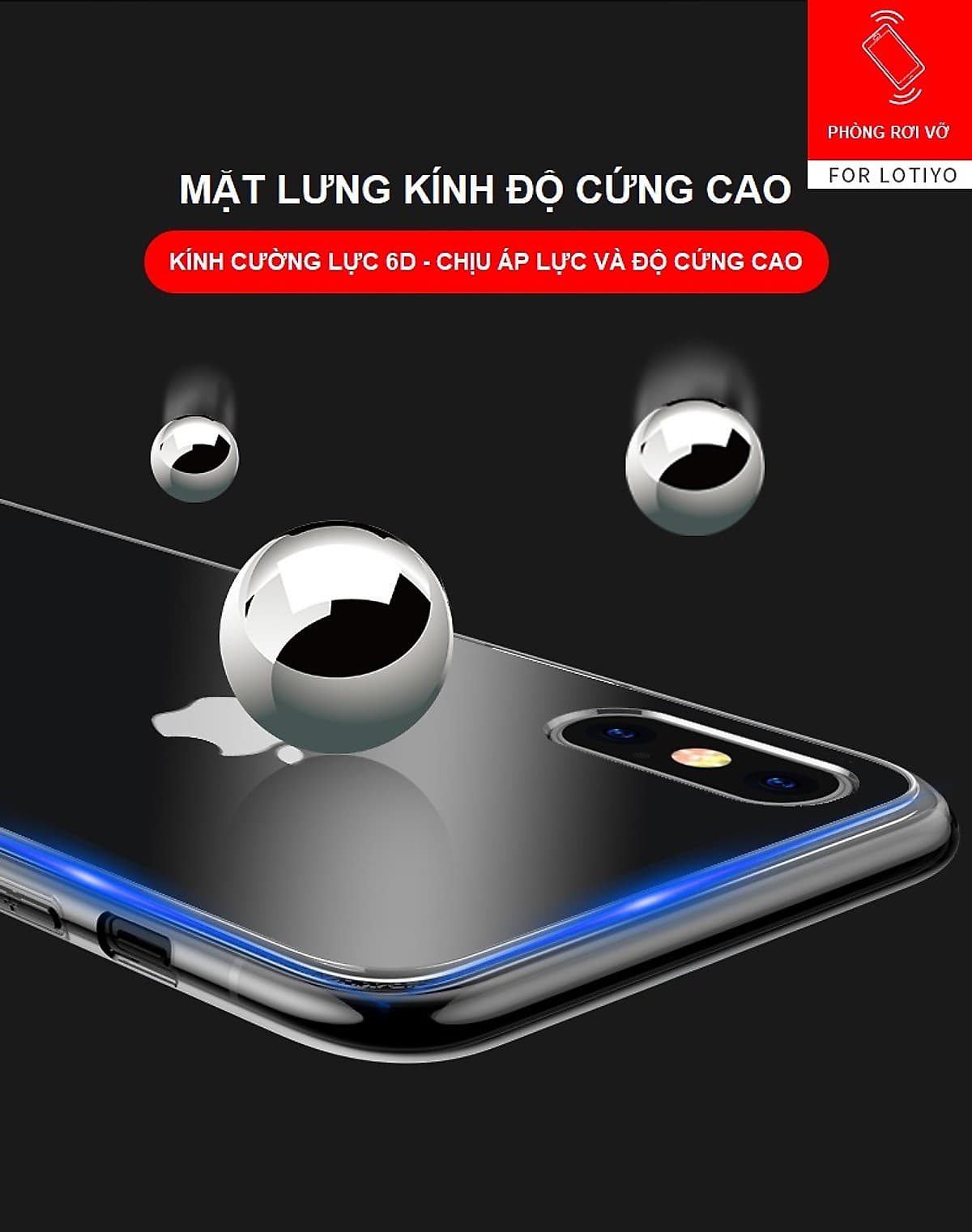 Ốp Lưng Kính Cường Lực Trong Suốt Hoàn Toàn. Lưng Kính Không Ố Vàng, Viền Máy Dẻo Cho Iphone 7/8