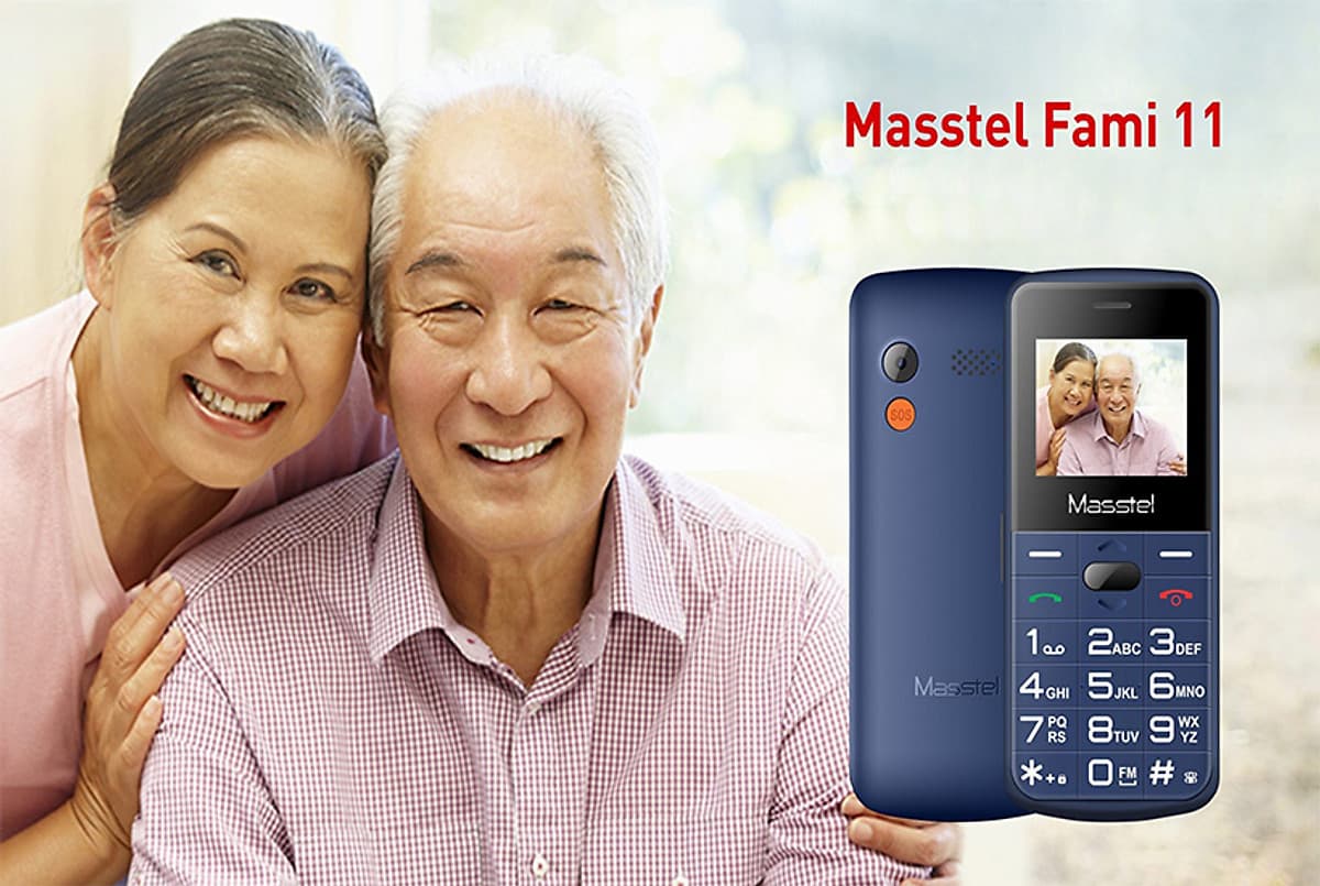 ĐIỆN THOẠI DI ĐỘNG NGƯỜI GIÀ MASSTEL FAMI 11,loa to, sóng khỏe,2 sim,bàn phím đọc số,FM không dây,dùng sim Viettel,Vinaphone,Mobifone hàng chính hãng
