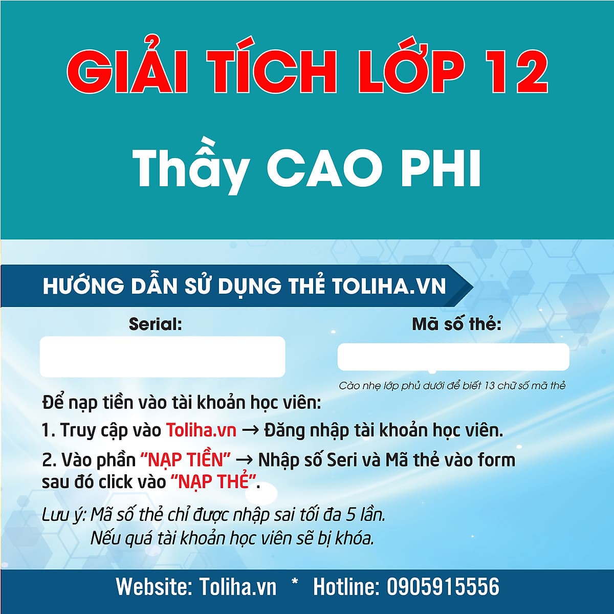 Học trực tuyến GIẢI TÍCH - TOÁN HỌC LỚP 12 -Thầy CAO PHI - Toliha.vn 9 Tháng