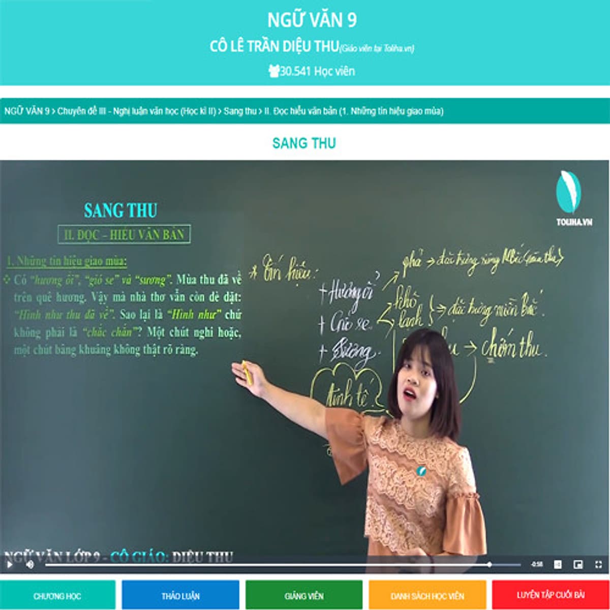 Khóa học NGỮ VĂN 9 cô Diệu Thu - 03 tháng
