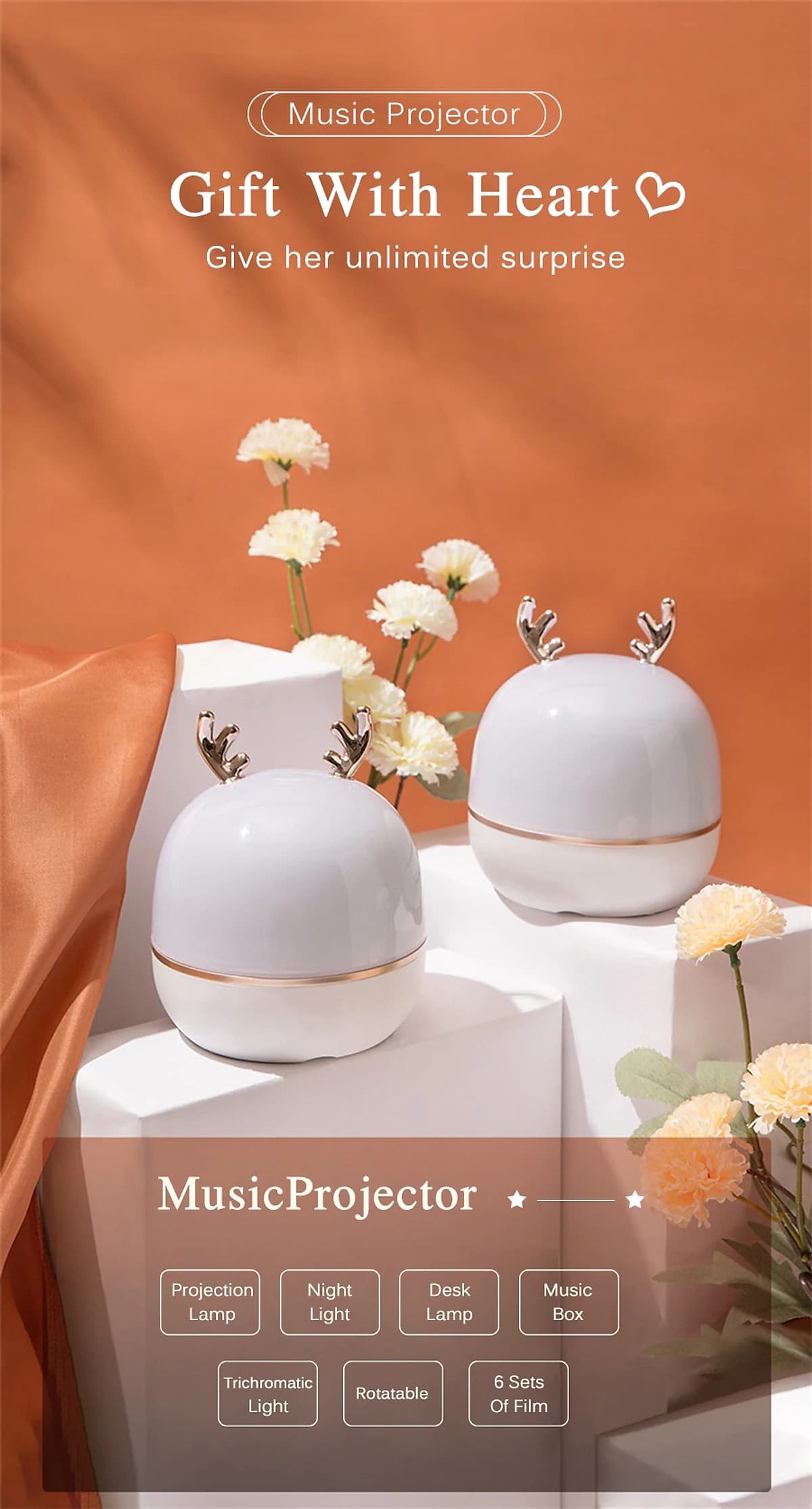 Chill Party-Đèn Chiếu Ngàn Sao 6 phong cách kiêm đèn ngủ xoay tự động, tích hợp phát nhạc bằng Bluetooth nhiều màu sắc tuyệt đẹp, sạc lại bằng USB
