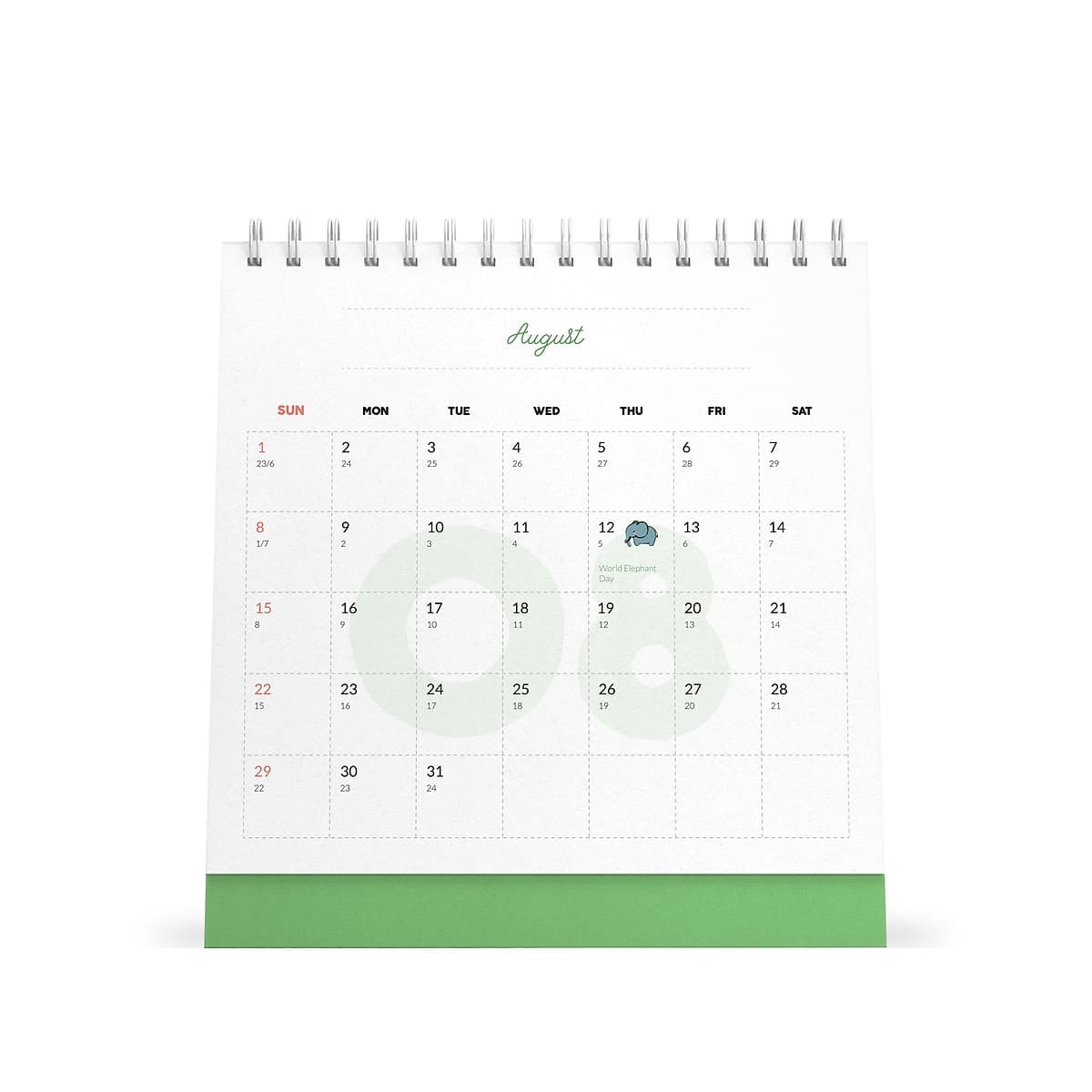 Lịch bàn vuông giấy mỹ thuật SDstationery 2021 Live Green (sống xanh) 20x20 cm