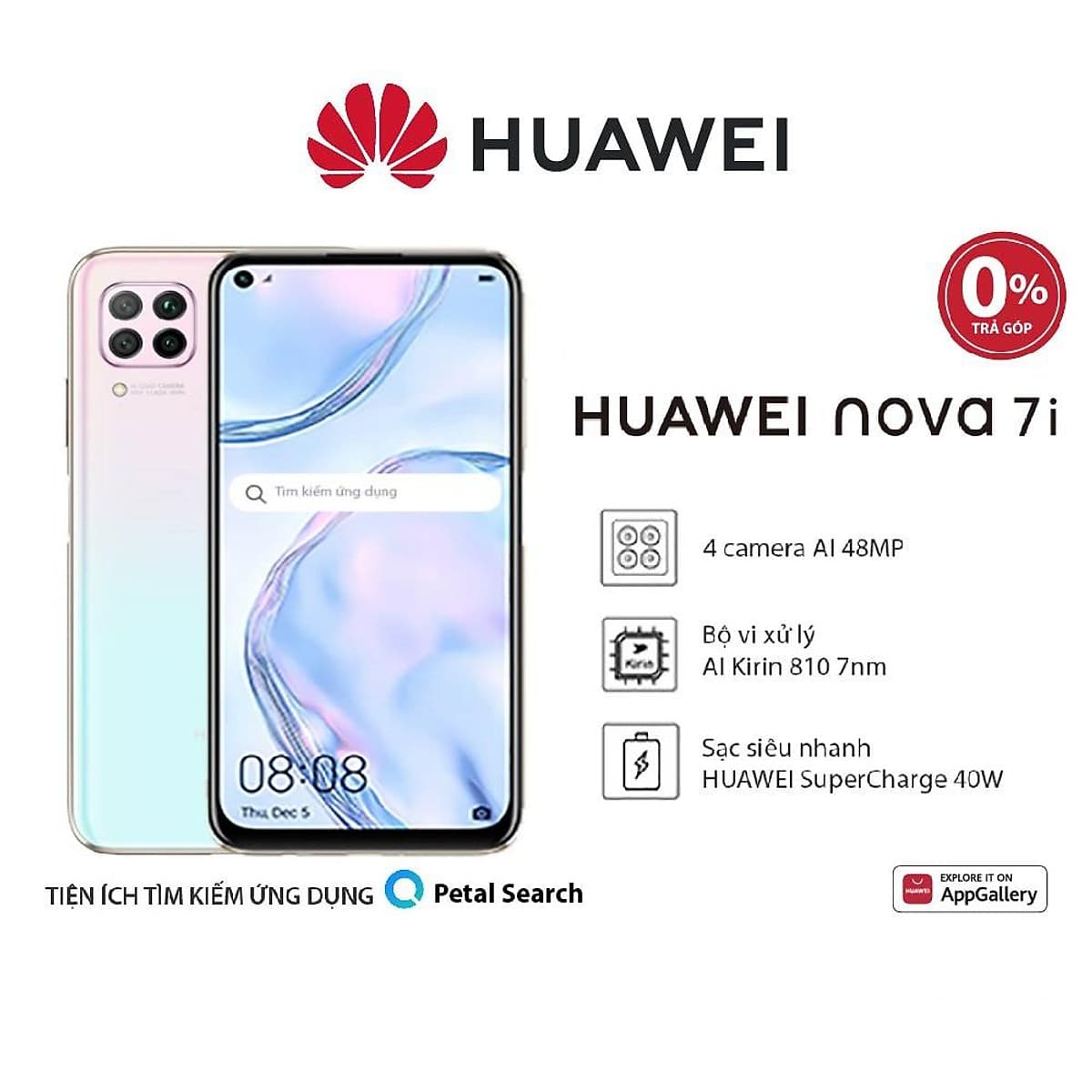 Điện thoại Huawei Nova 7i 8G/128G Sạc nhanh 40W - Hàng Phân Phối Chính Hãng