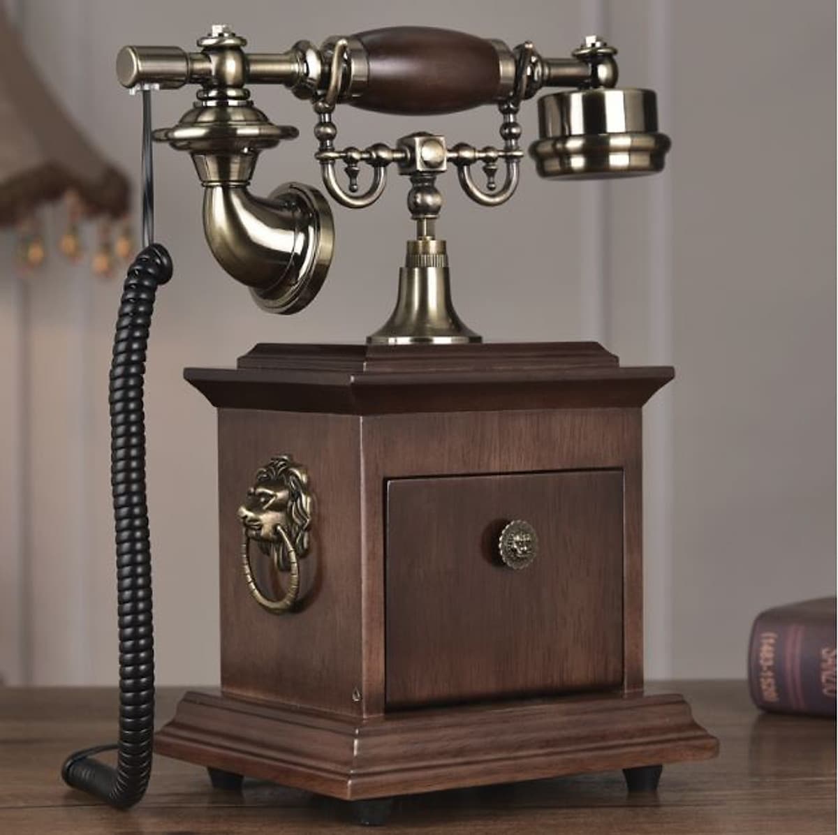Điện thoại để bàn tân cổ điển chuông thanh bàn phím quay mã DT10 dùng sim di động hoặc dùng cáp nghe gọi âm thanh rõ ràng và để trang trí (điện thoại bàn tân cổ điển)
