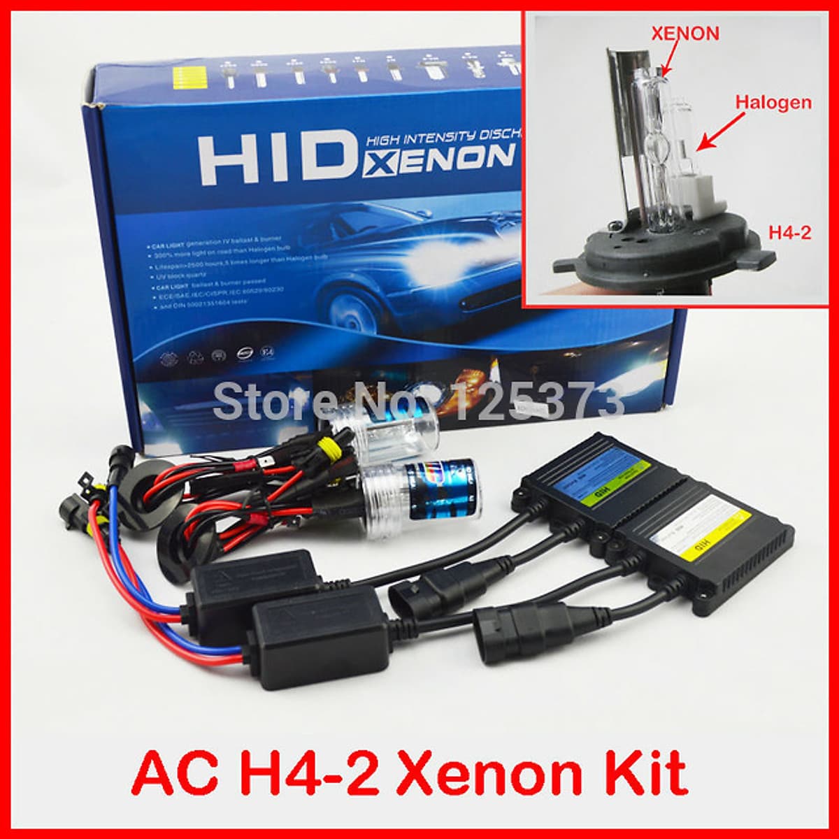 Bộ Đèn xenon HID H4-2 xenon/halogen 55w 6000k ánh sáng trắng 
