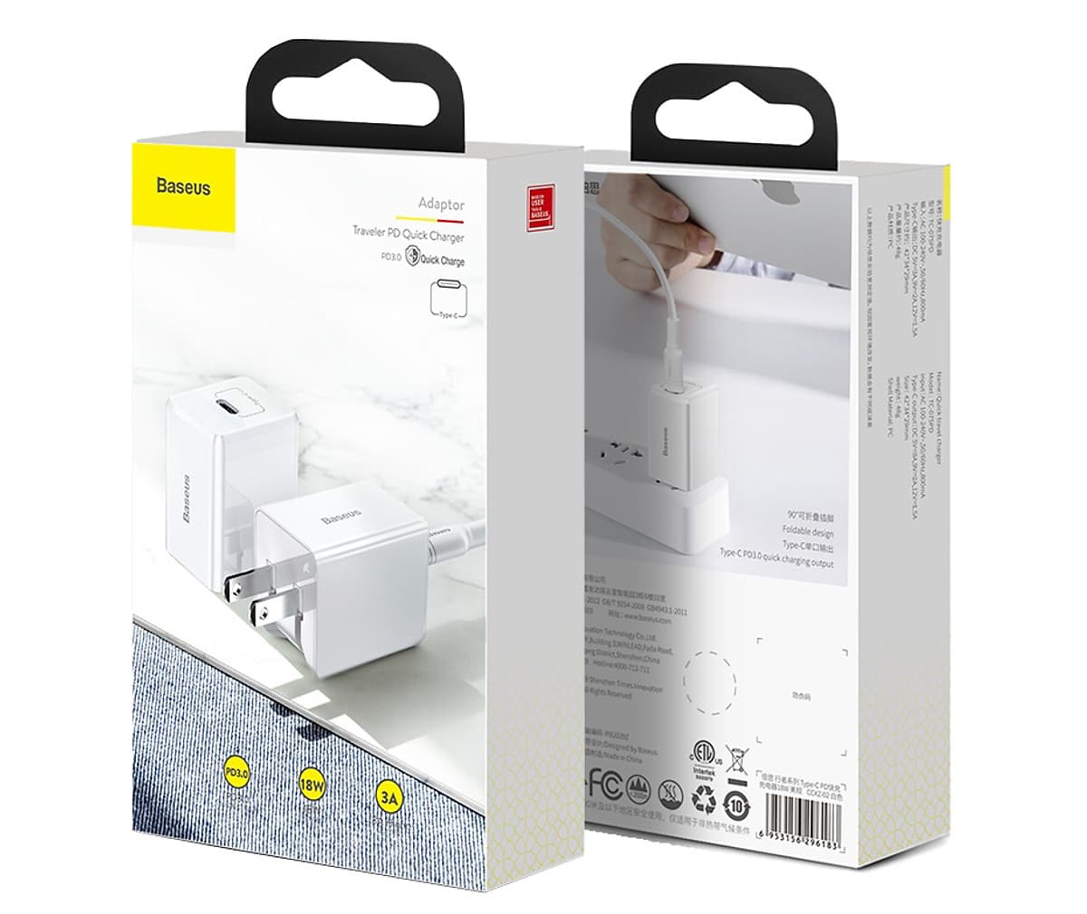 Cốc sạc nhanh cao cấp Baseus Traveler PD Quick Charger (PD 3.0 Quick charge + 18W +  Sạc nhanh 3A) - Hàng chính hãng