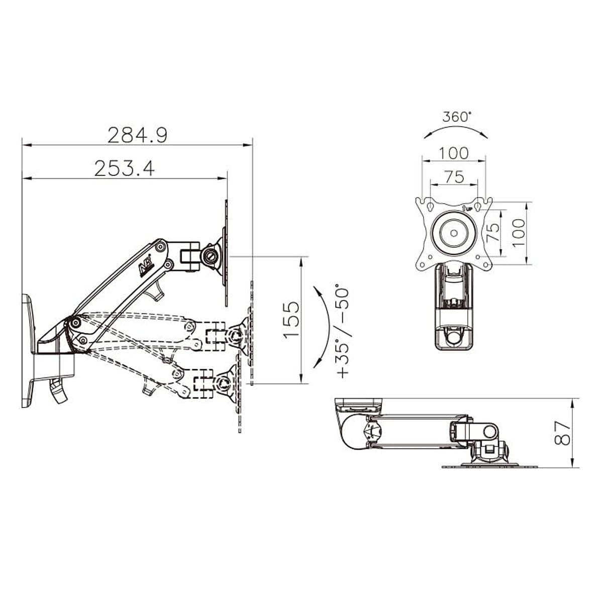 Giá treo tivi nhập khẩu NB F120 có thể nâng lên hạ xuống được 17-27 inch