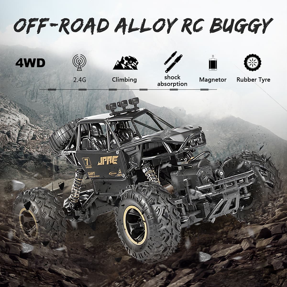 Đồ Chơi Xe Địa Hình Tốc Độ Cao Điều Khiển Từ Xa 1/16 Off-Road Buggy Alloy Rc (2.4Ghz) (4Wd) (15Km/h) 