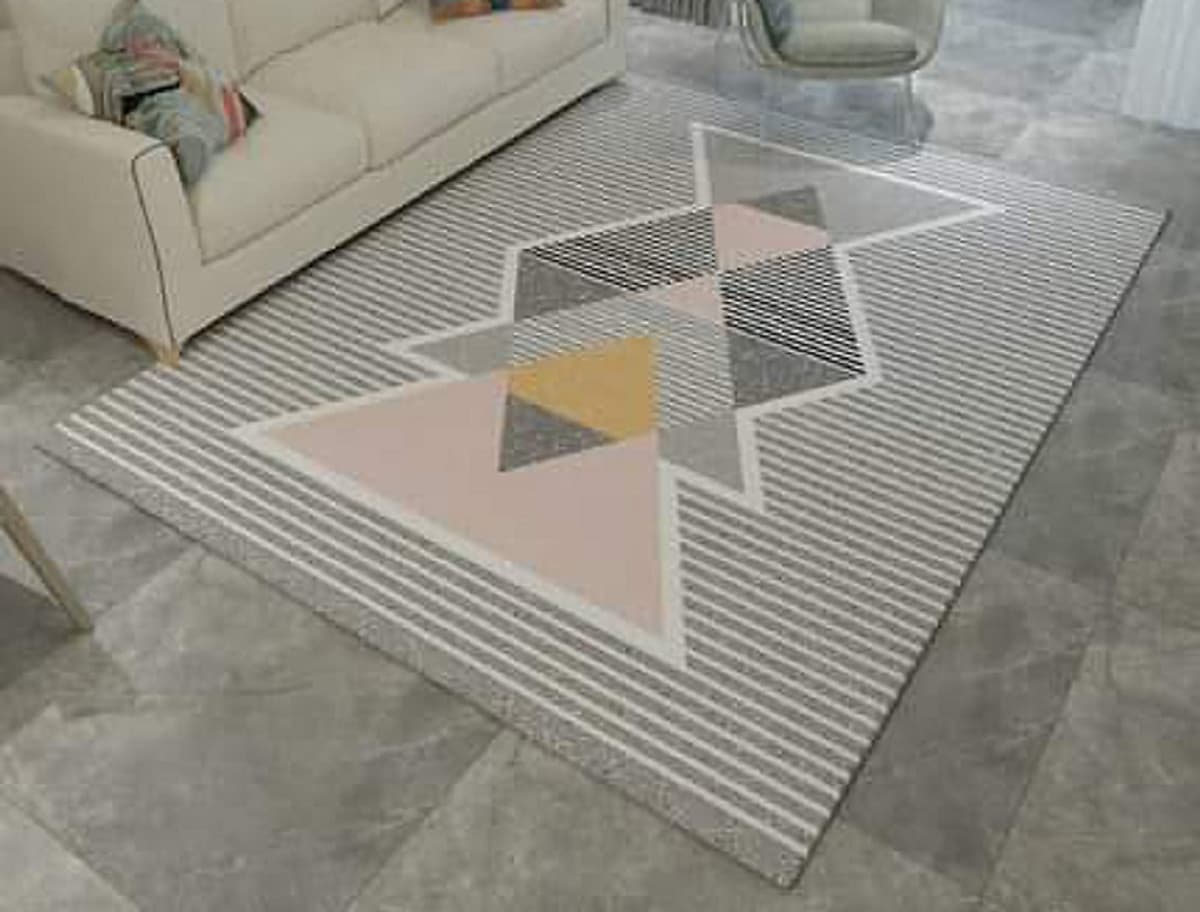 Thảm trang trí trải sàn Sofa phòng khách sang trọng hiện đại Bali in 3D Nhung nỉ lì cao cấp BL41 - Đa Giác Cam