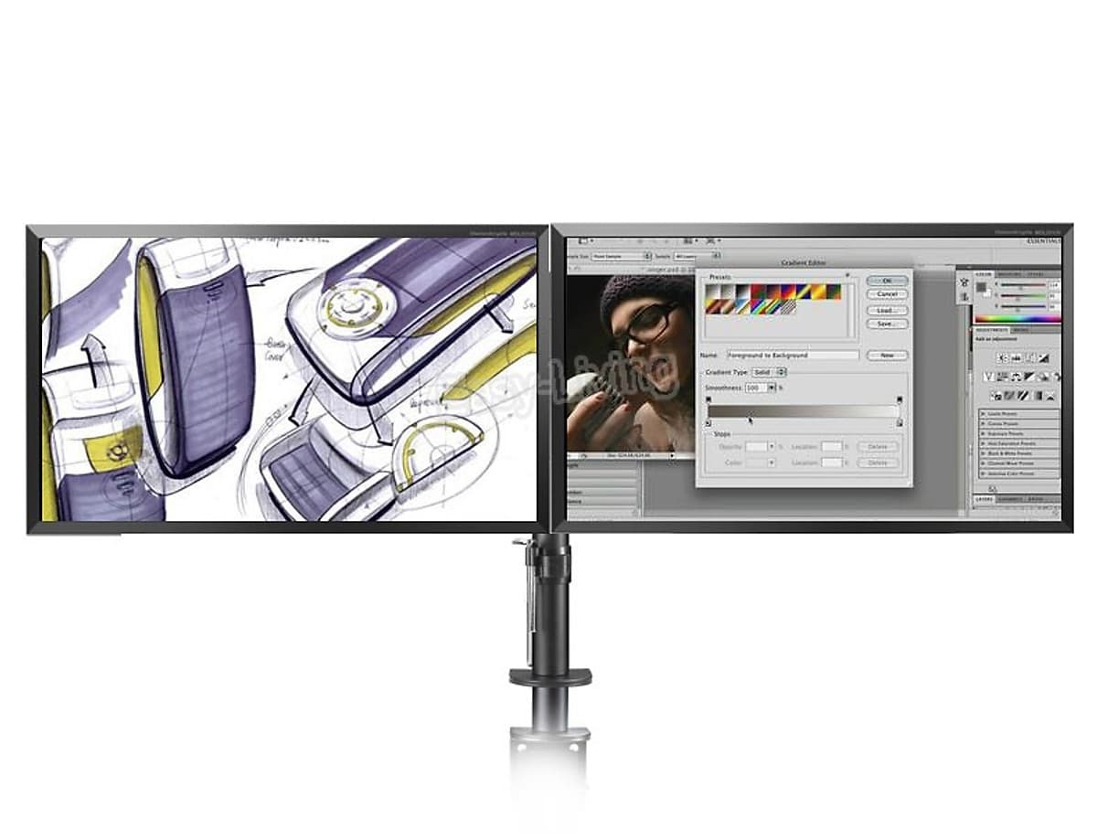 Giá đỡ 2 màn hình Máy Tính Kẹp Bàn, chuyển động Đầy Đủ 360 độ cho màn Hình 10-27inch, tải trọng đến 9,9kg