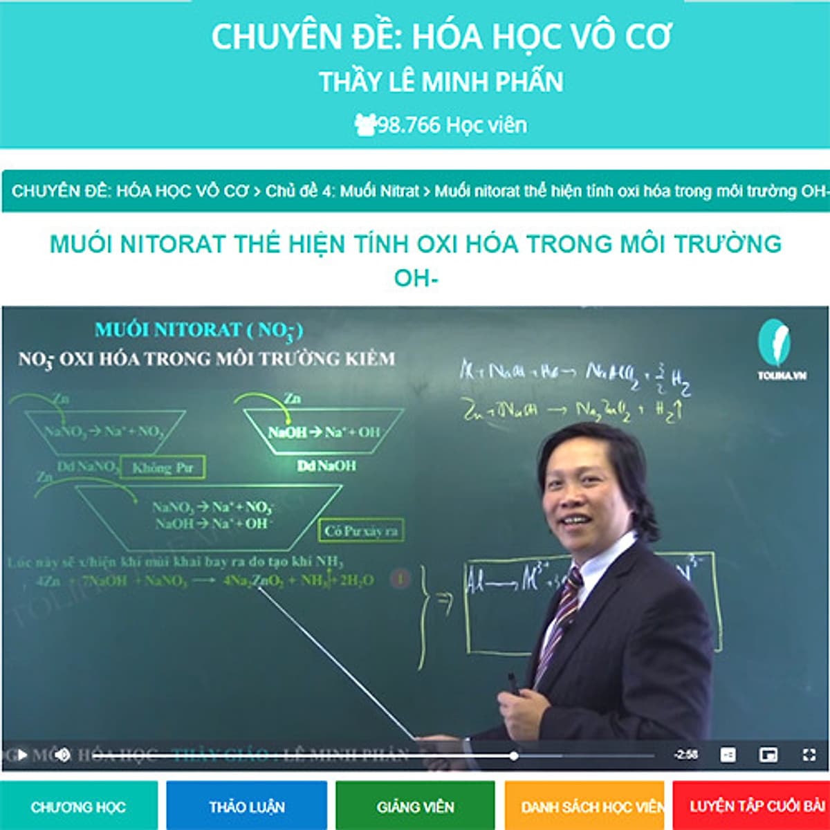 Khóa học CHUYÊN ĐỀ: HÓA HỌC VÔ CƠ - thầy Lê Minh Phấn - 03 tháng