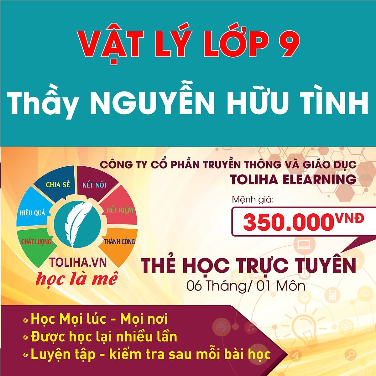 Khóa học VẬT LÝ 9 - CƠ BẢN + NÂNG CAO thầy Hữu Tình- 06 tháng