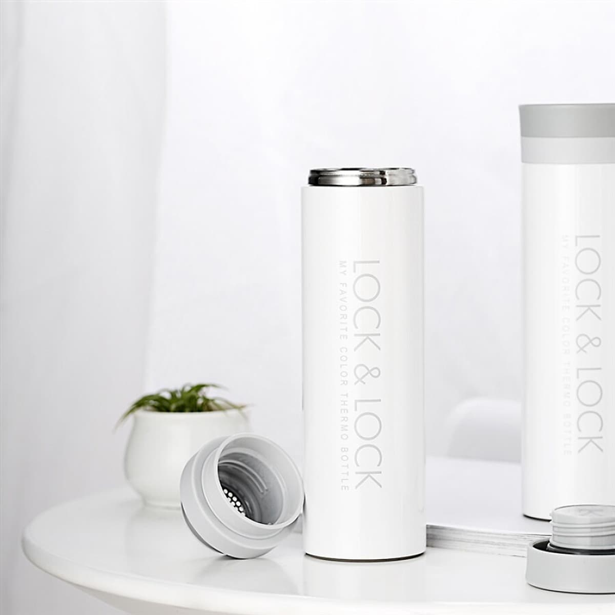 Bình Nước Giữ Nhiệt Lock&Lock Bằng Thép Không Gỉ (350Ml) - Trắng