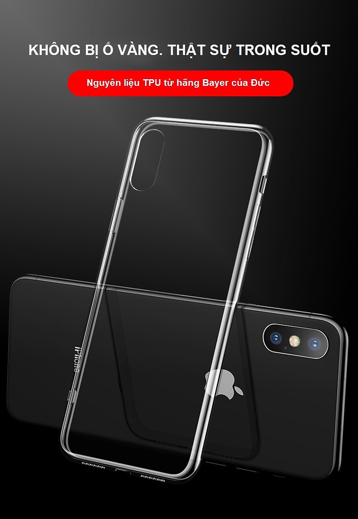 Ốp Lưng Kính Cường Lực Trong Suốt Hoàn Toàn. Lưng Kính Không Ố Vàng, Viền Máy Dẻo Cho Iphone 7/8