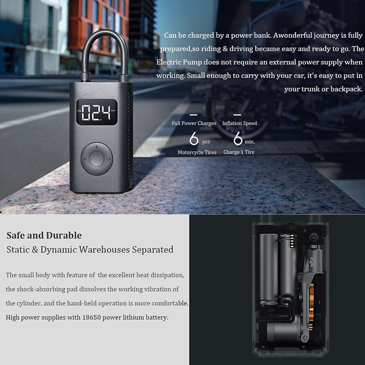 Bơm Nén Khí Cầm Tay Di Động Xiaomi Mijia MJCQ01QJ