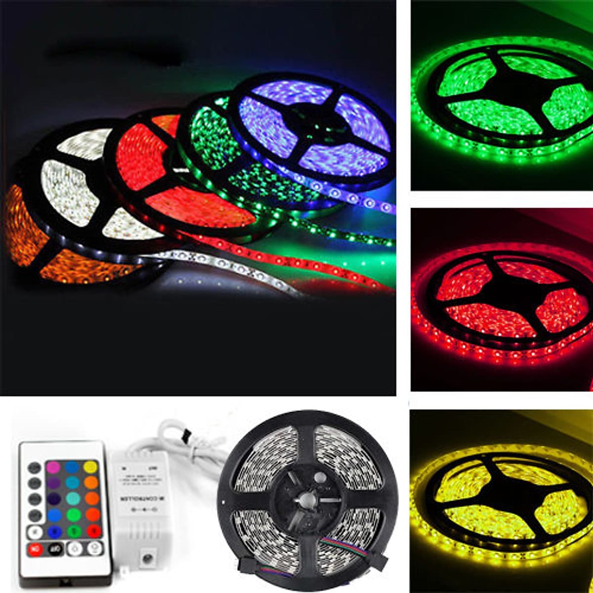 Bộ đèn led dây dán 5050 đổi nhiều màu RGB bằng điều khiển phủ silicon chống nước,  có sẵn keo dán trang trí bàn làm việc, tường thạch cao, ô tô
