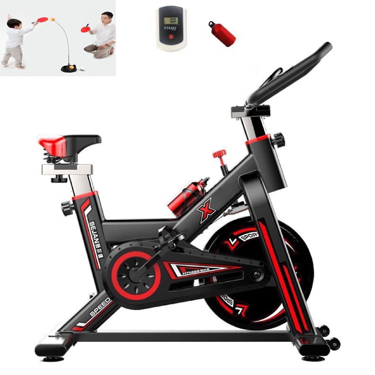 Xe đạp thể dục thể thao - xe đạp tập thể dục thể thao tại nhà X-SPEED tặng bóng bàn luyện phản xạ cao cấp + đồng hồ đo chỉ số + bình nước thể thao