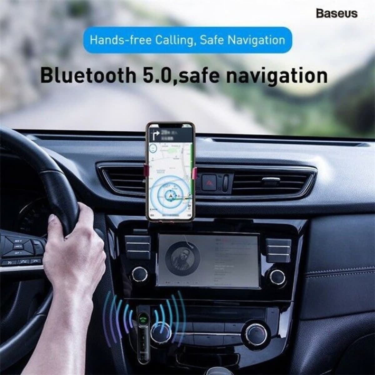 Bộ Bluetooth Receiver WXQY-01 dùng cho ô tô, xe hơi nhãn hiệu Baseus Qiyin AUX kết nối Bluetooth V5.0 thu tín hiệu âm thanh truyền từ các thiết bị di động và xuất ra cổng Audio AUX 3.5mm - Hàng Nhập Khẩu