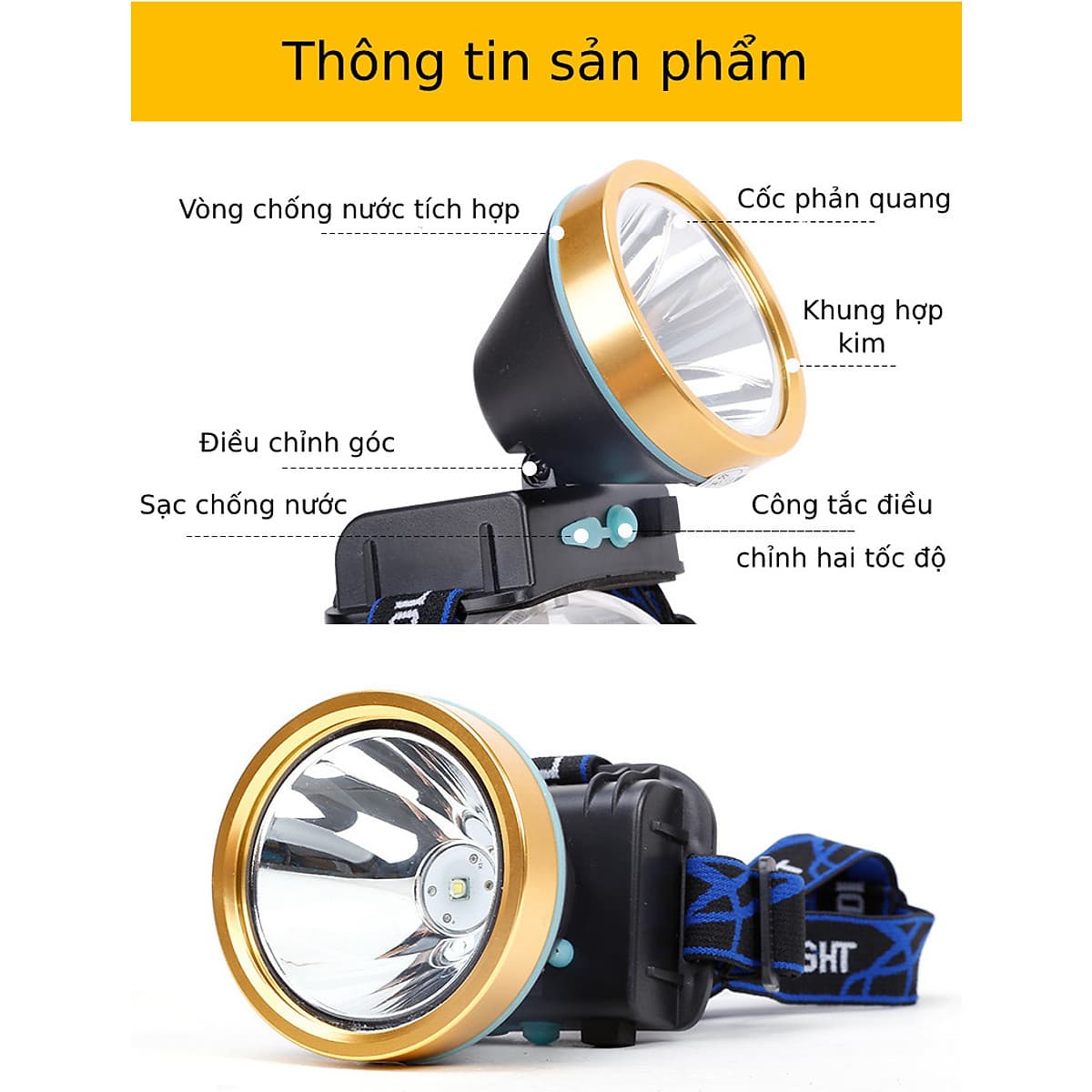 Đèn pin đội đầu siêu sáng Hewolf hàng chính hãng